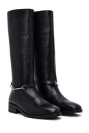 Women's Black Leather Boots with Accessories | Derimod