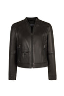 Victoria Woman Black Short Leather Jacket | Derimod