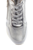 Women's Silver Leather Wedge Heel Sneaker | Derimod
