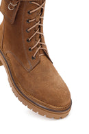 Woman Tan Zippered Suede Leather Boat | Derimod