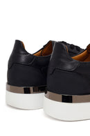 Erkek Siyah Bağcıklı Kalın Tabanlı Deri Sneaker | Derimod
