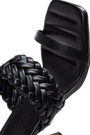 Women's Black Braided Heeled Slippers | Derimod