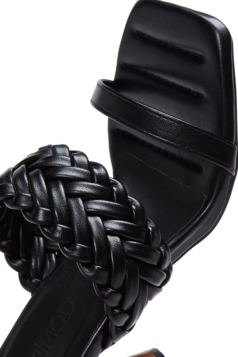 Women's Black Braided Heeled Slippers