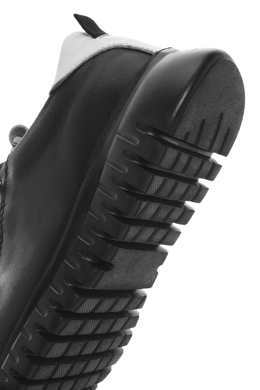 Women's Black Lace-Up Leather Sneaker