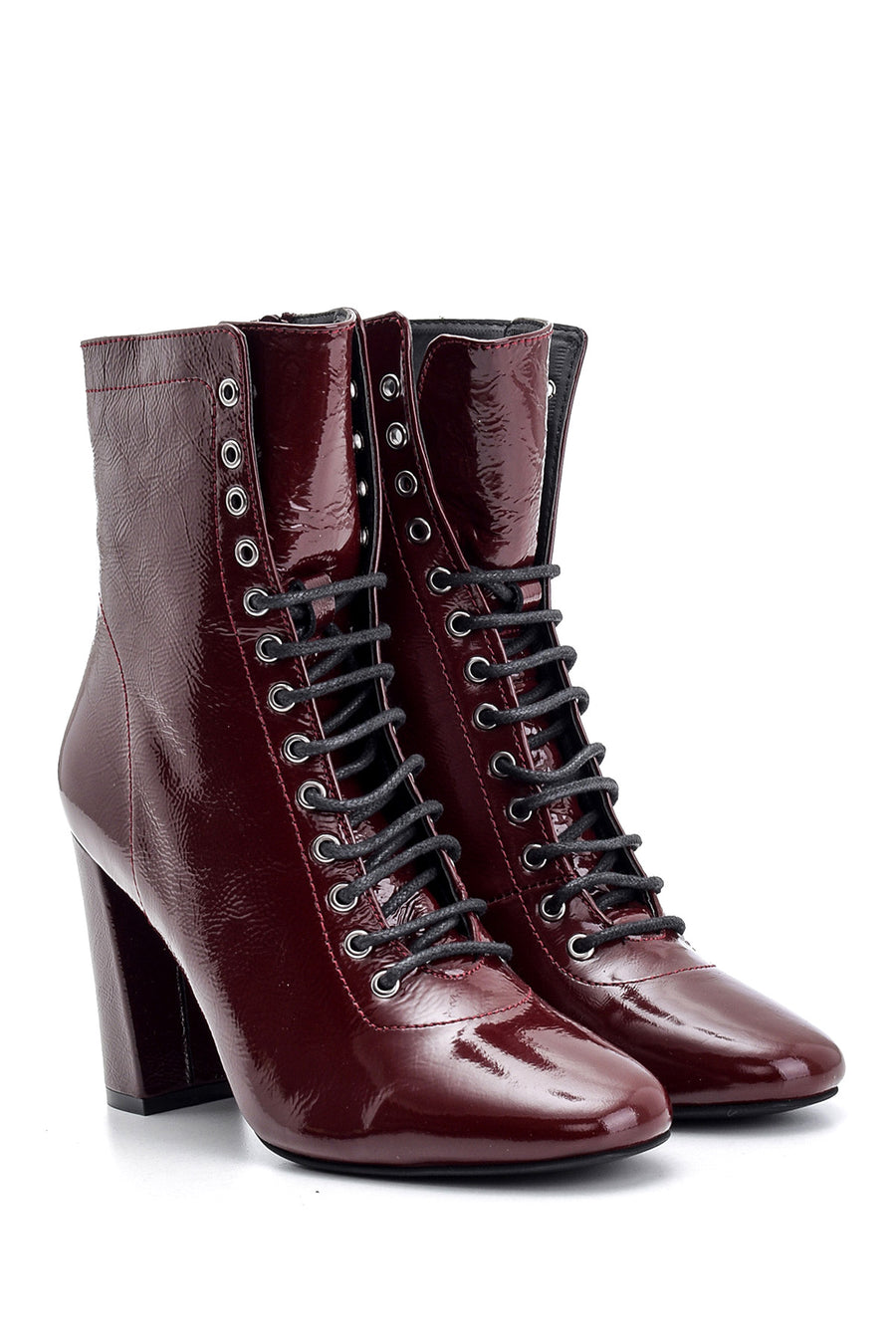 Women's Patent Leather Heeled Boots