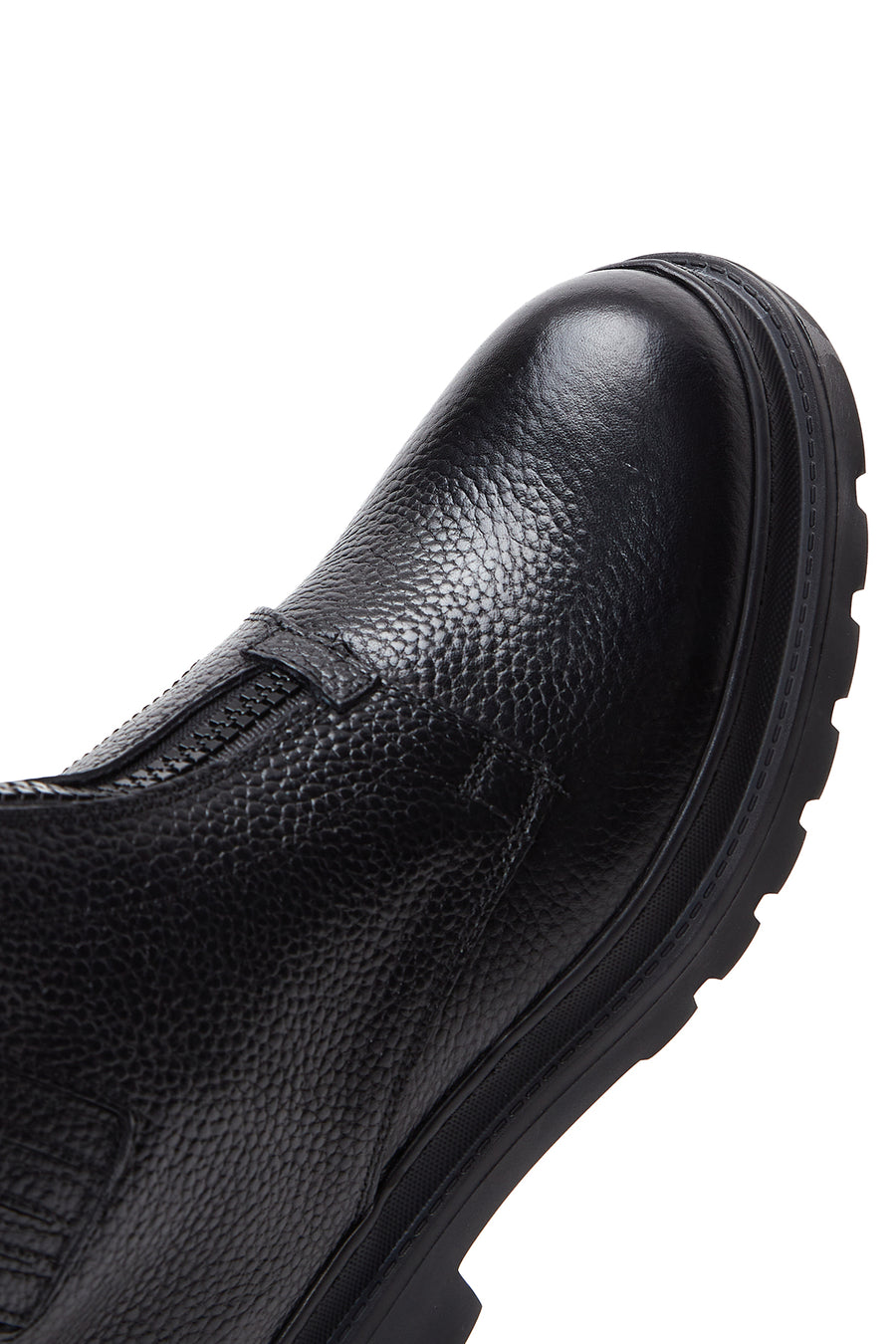 Men's Black Zippered Leather Casual Boots