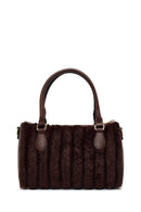 Woman Brown Long-Strap Accessorized Plush Shoulder Bag | Derimod