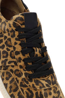 Women's Brown Lace-Up Patterned Suede Leather Sneakers | Derimod
