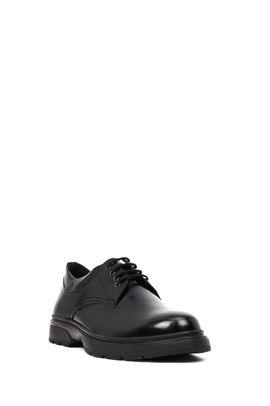 Men's Black Lace-Up Leather Casual Shoes