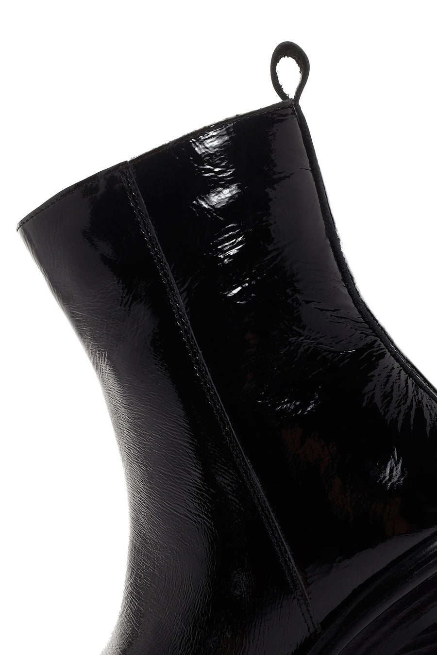 Women's Black Patent Leather Zippered Casual Heeled Boots