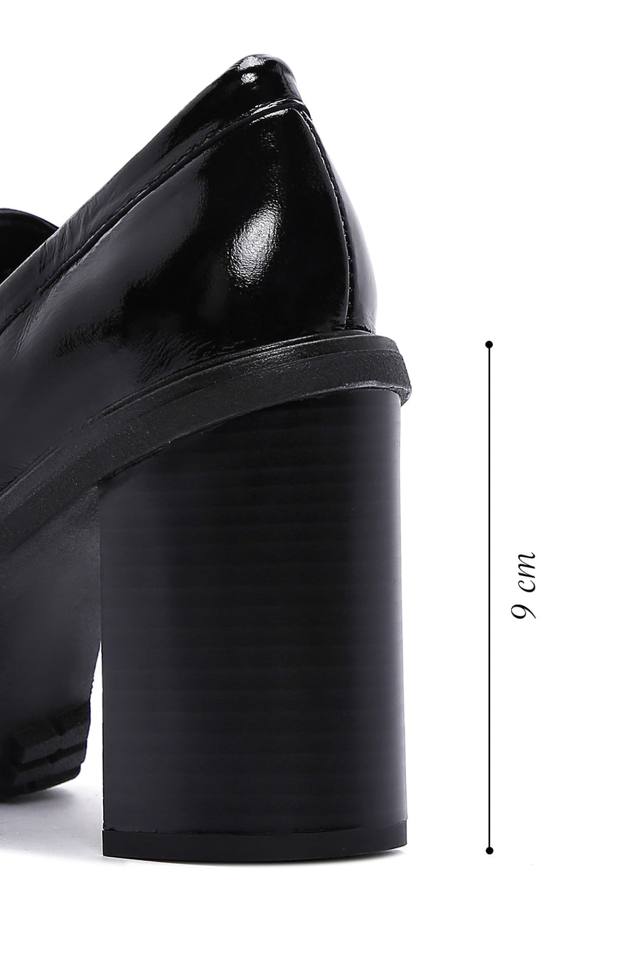Women's Black Patent Leather Heeled Loafer