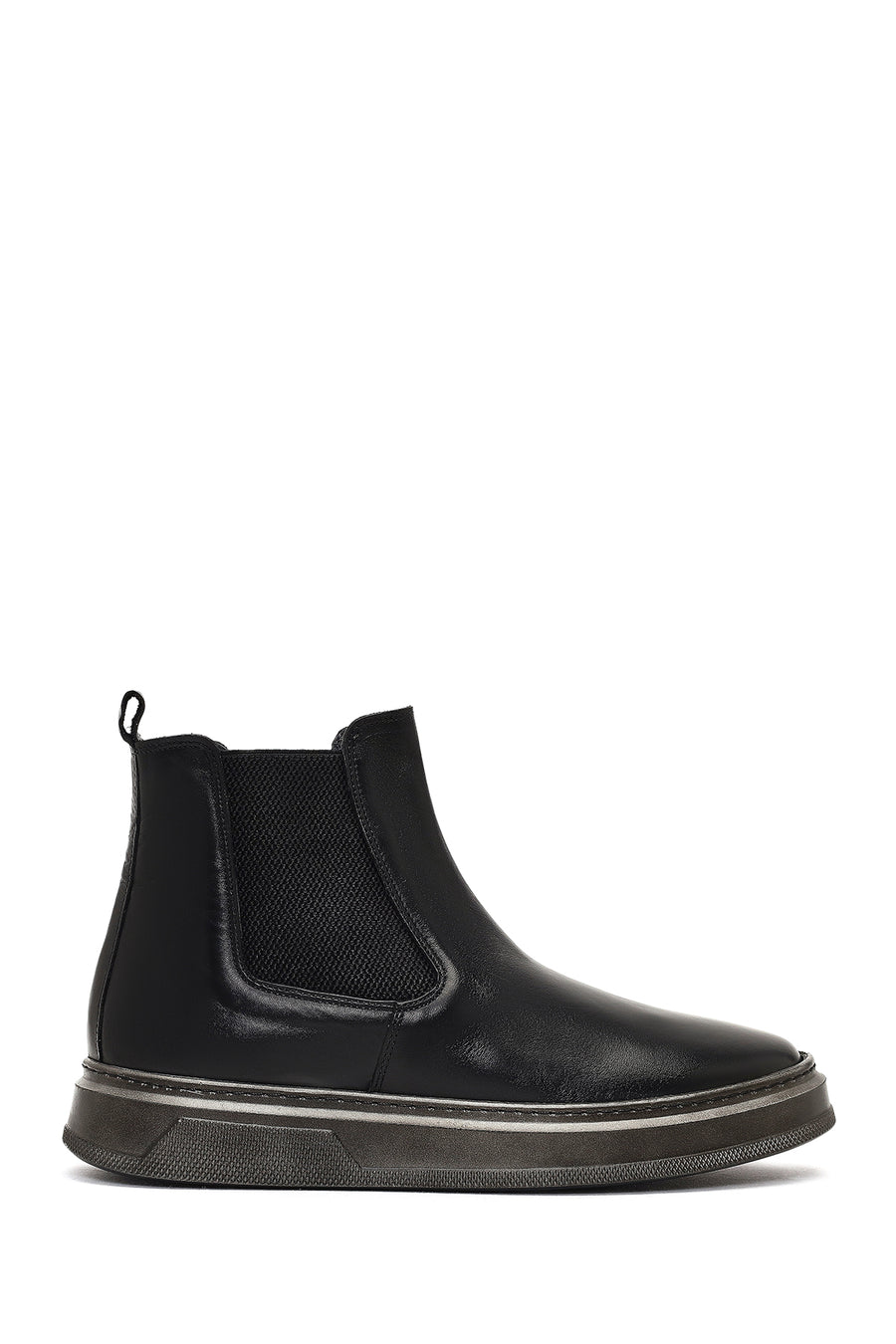 Men's Black Thick-Soled Leather Chelsea Boot 25WFD655118 | Derimod