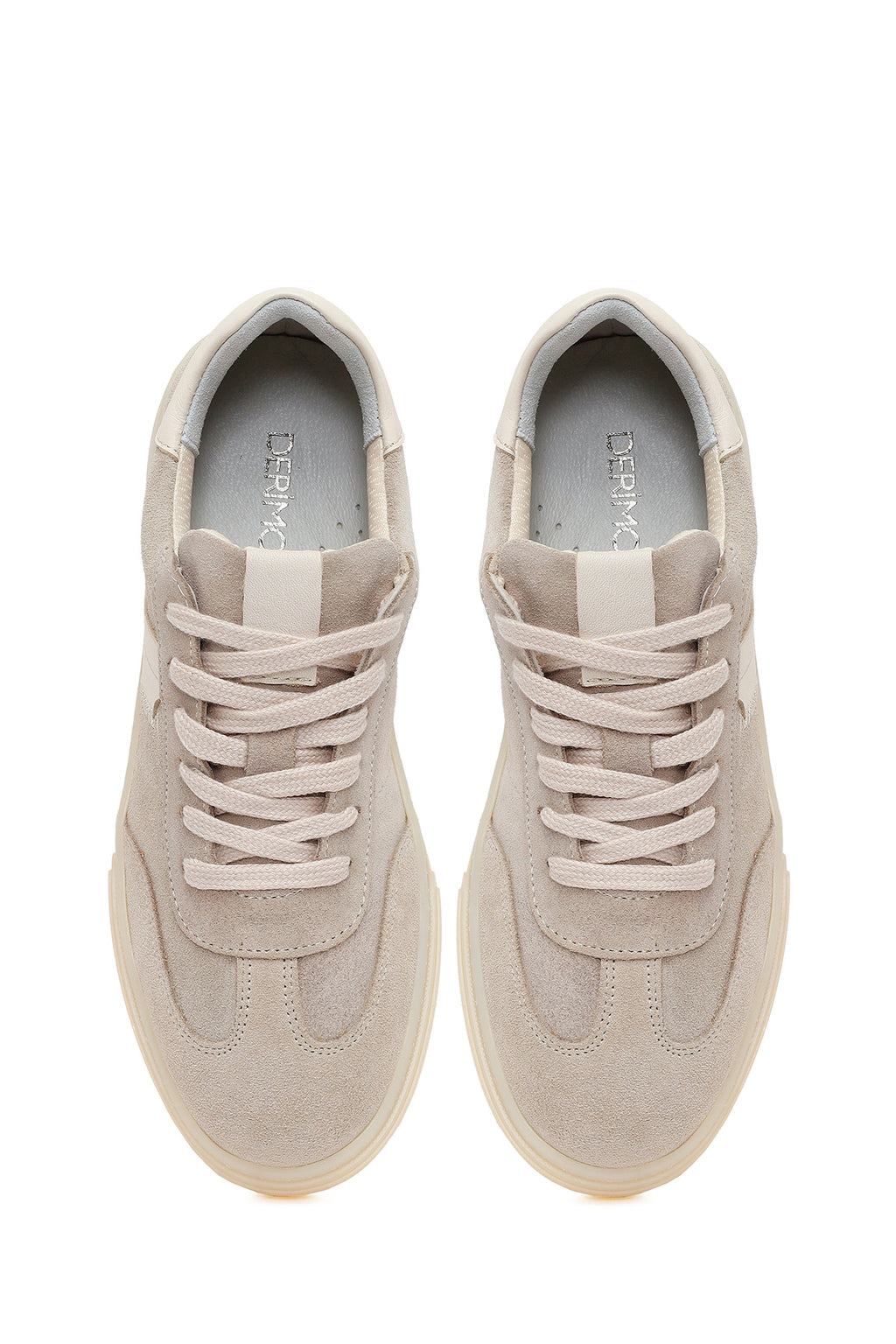 Kadın Bej Bağcıklı Süet Deri Sneaker
