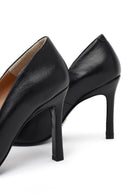 Woman Black Thin-Heeled Leather Stiletto | Derimod