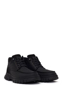 Male Black Lace-Up Chunky-Soled Nubuck Leather Casual Boots | Derimod