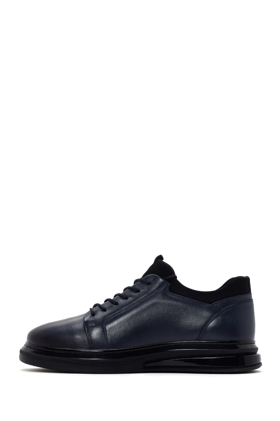 
Men's Navy Thick Sole Lace-Up Leather Casual Shoes
