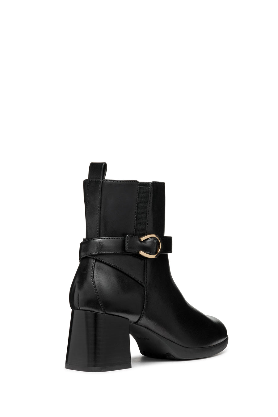 Geox Women's Black Walk Pleasure Zippered Thick Heel Leather Boots