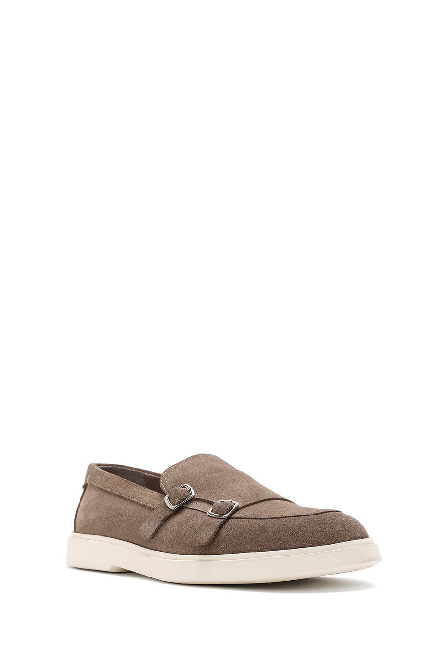 Erkek Bej Çift Tokalı Süet Deri Casual Loafer