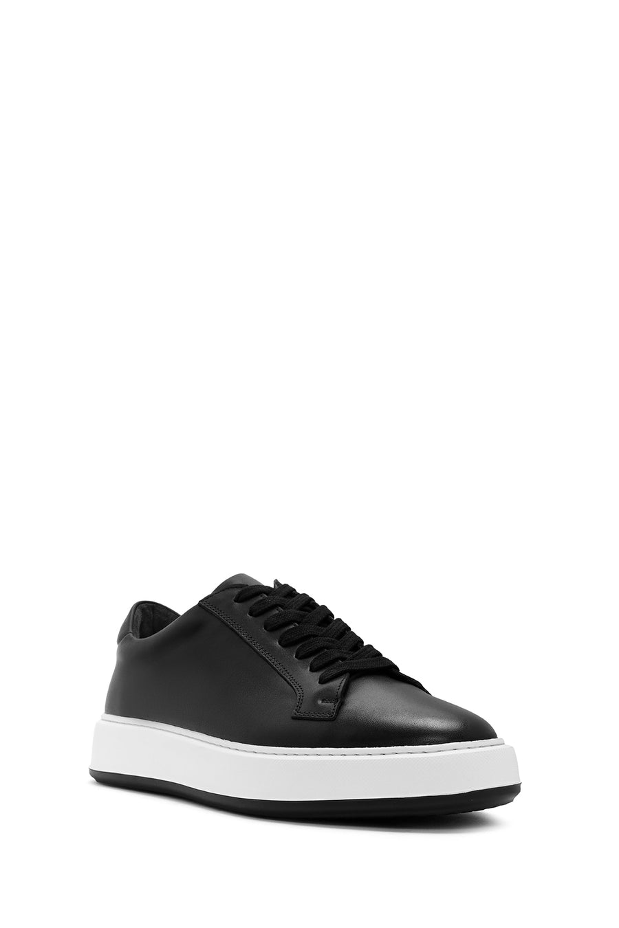 Men's Black Lace Up Leather Sneakers