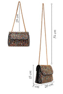 Women's Multicolored Long Chain Strap Stone-Embellished Evening Shoulder Bag | Derimod