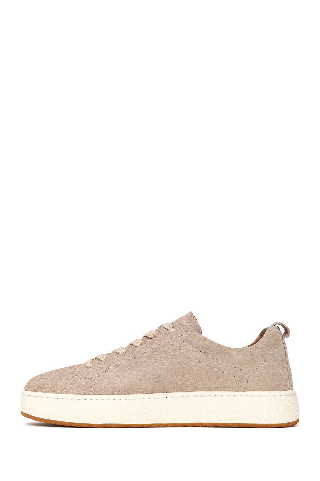 Erkek Bej Bağcıklı Süet Deri Sneaker