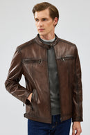 Gabriel Men's Brown Regular Leather Sport Jacket | Derimod