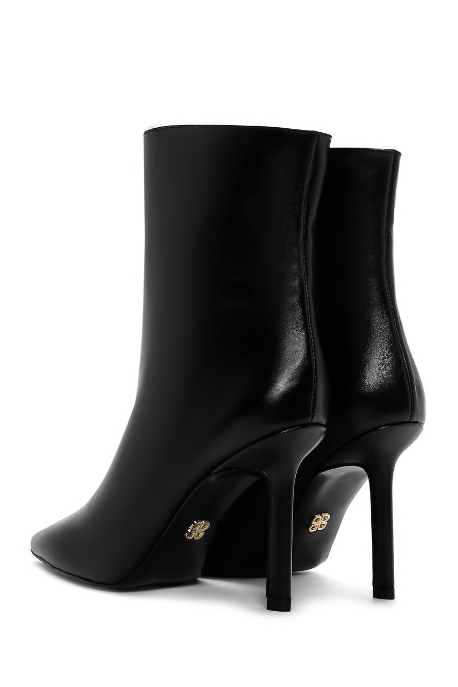 Women's Black Thin Heeled Leather Boots