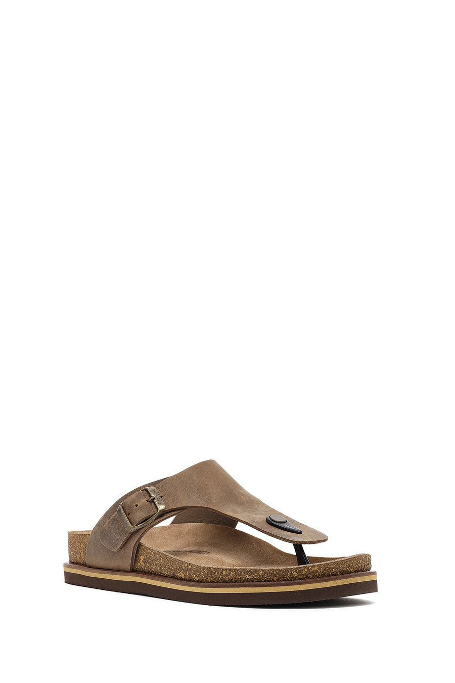 Men's Beige Flip Flop Nubuck Leather Slippers