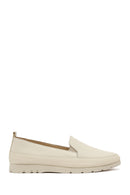 Women's Cream Leather Comfort Loafers | Derimod
