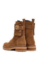 Woman Tan Zippered Suede Leather Boat | Derimod