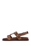 Women's Mink Stone Suede Leather Sandals | Derimod