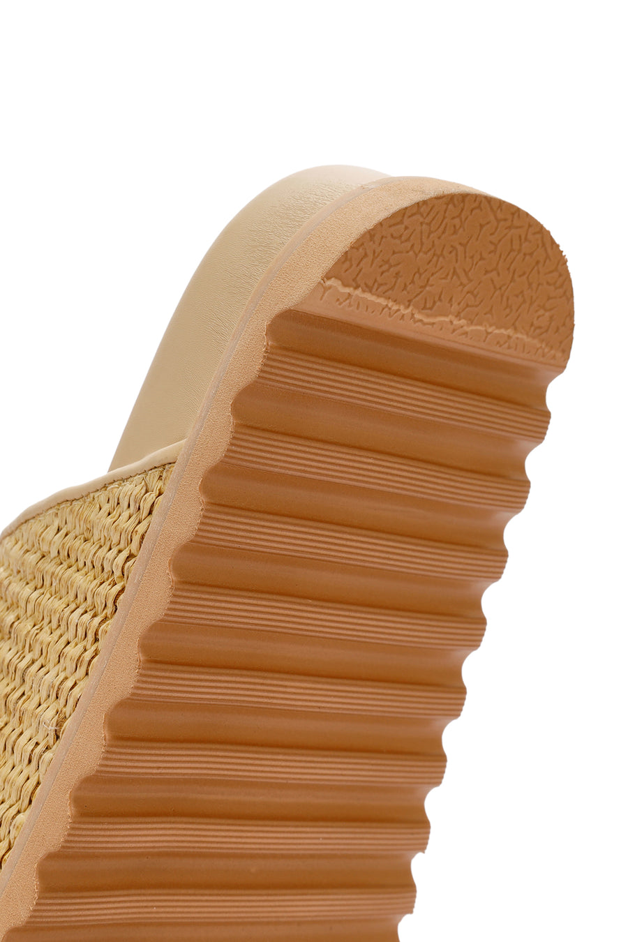 Women's Beige Straw Stone Slippers