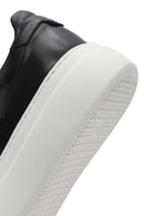 Men's Black Lace-up Thick-Sole Leather Sneaker | Derimod
