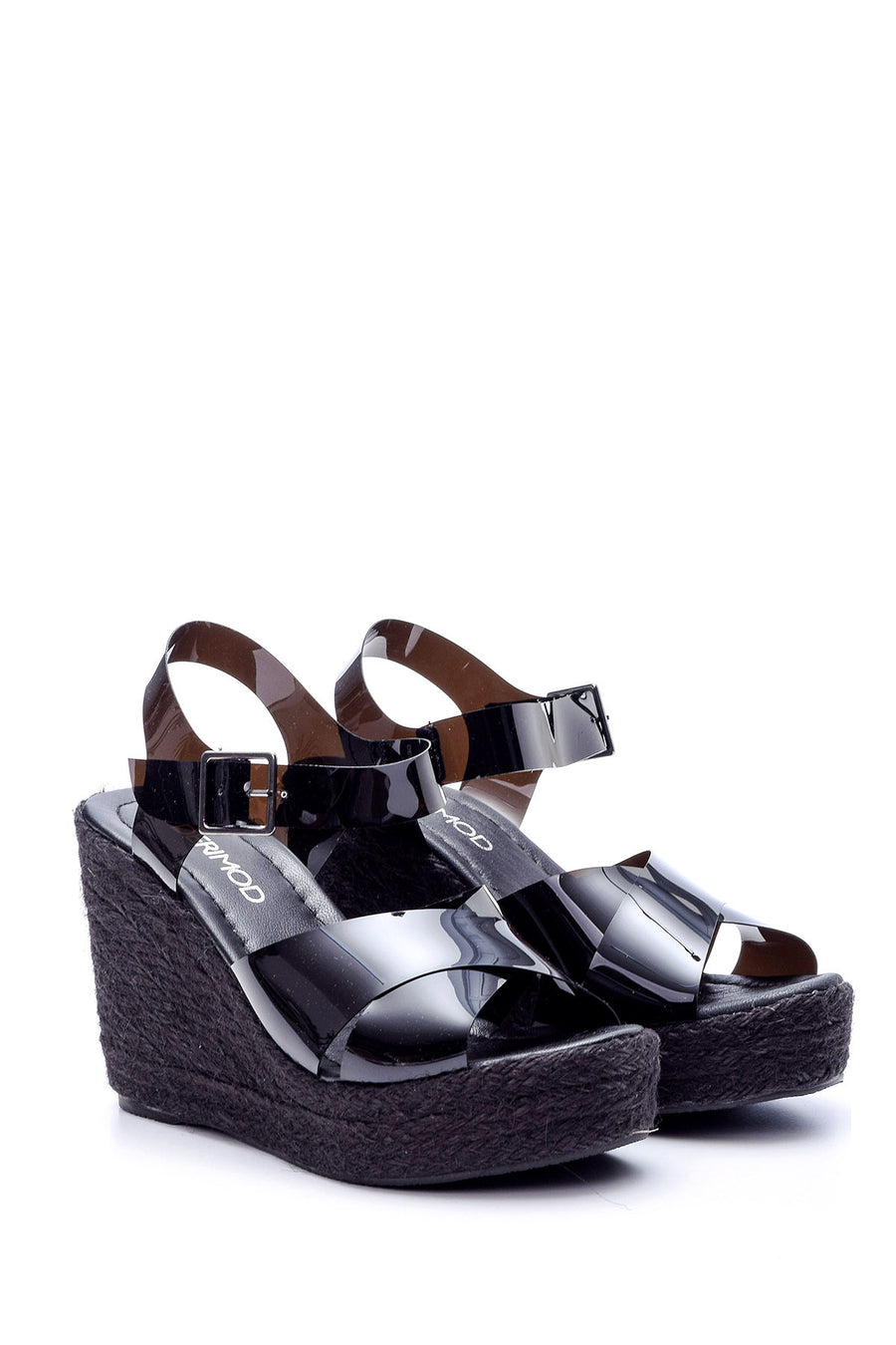 Women's Transparent Strappy Wedge Heeled Sandals
