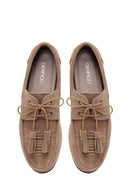 Woman Mink Tasselled Suede Leather Loafer | Derimod
