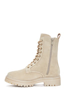 Women's Beige Suede Leather Boots | Derimod