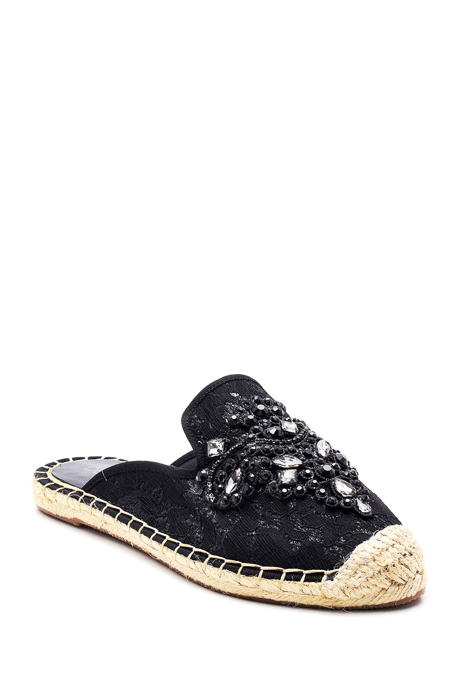 Women's Black Stone Espadrille Slippers