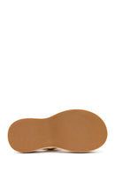Women's Beige Double Buckle Thick-Soled Braided Sandals | Derimod