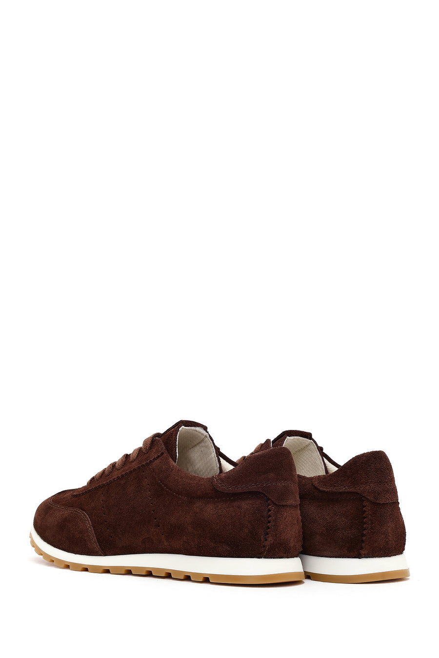 Women's Brown Lace-up Suede Leather Sneaker