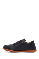 Erkek Siyah Bağcıklı Deri Sneaker | Derimod