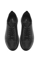 Erkek Siyah Bağcıklı Deri Sneaker | Derimod