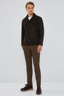 Icardi Men's Brown Suede Blazer Leather Jacket | Derimod