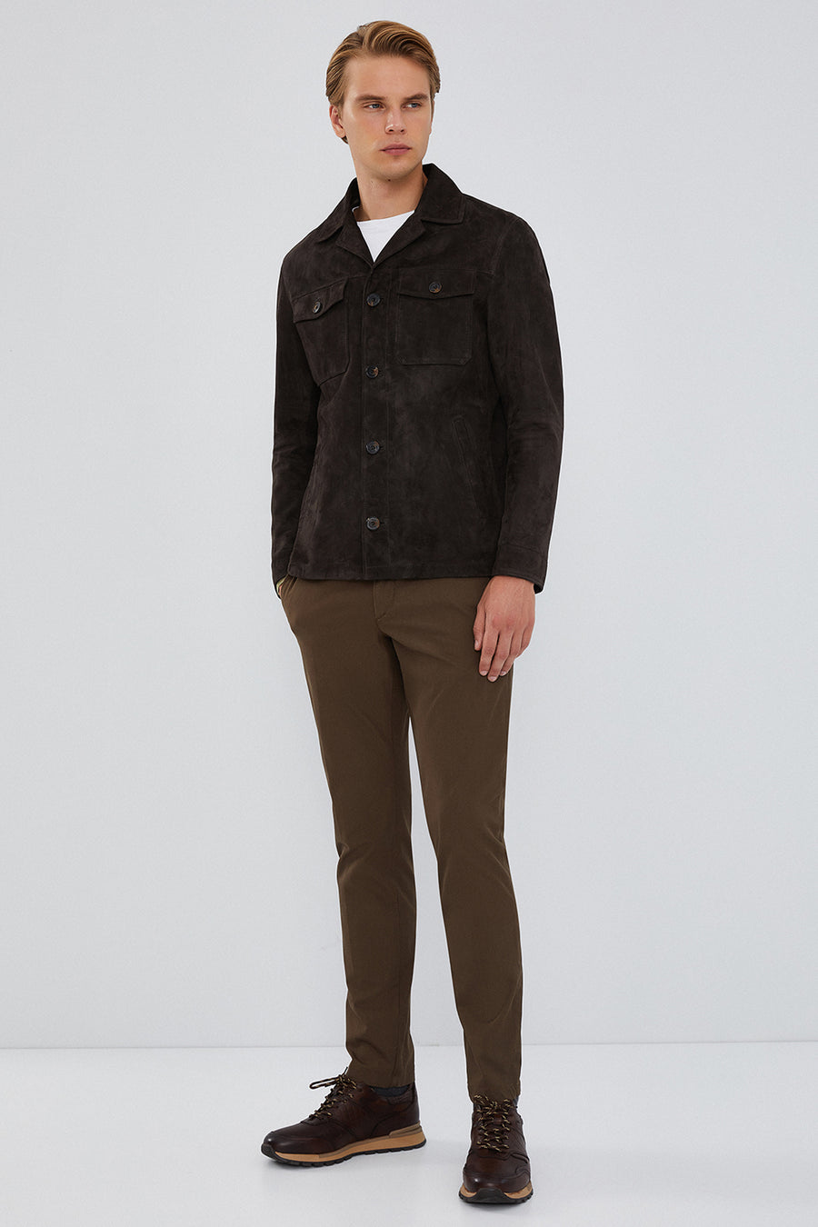 Icardi Men's Brown Suede Blazer Leather Jacket