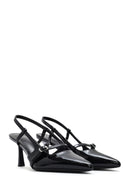 Women's Black Open Back Thin Heeled Shoes | Derimod