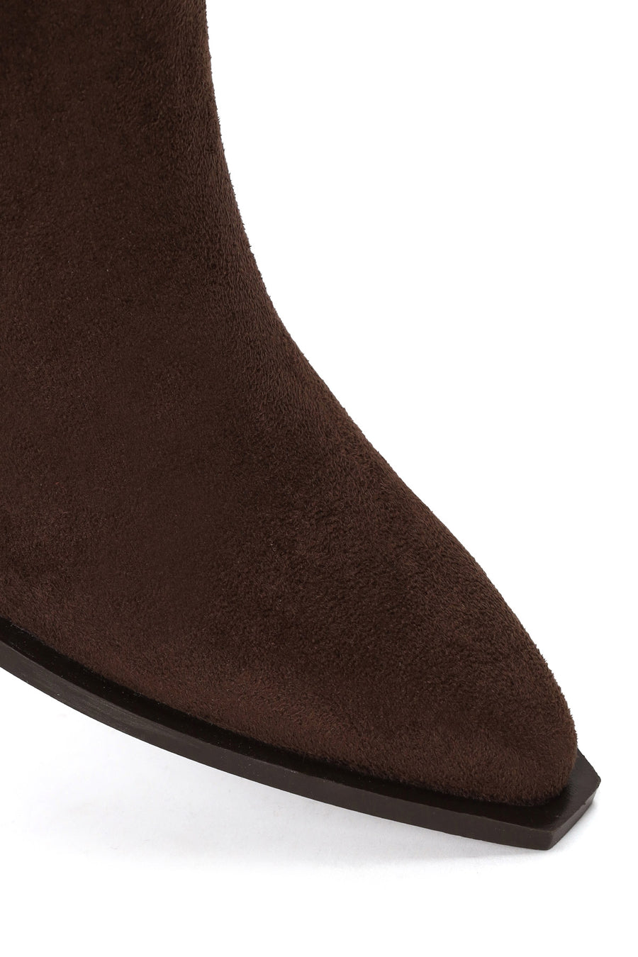 Woman Brown Zip Closure Chunky Heeled Suede Cowboy Boots