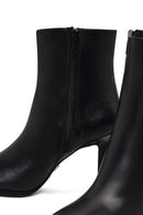 Women's Black Zippered High Thin Heel Leather Boot | Derimod
