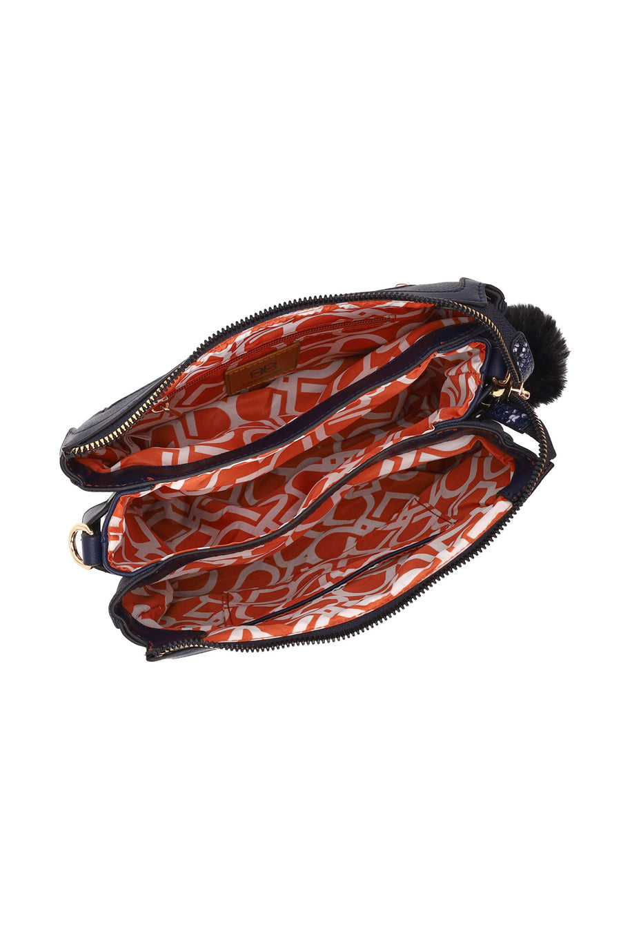 Woman Navy Crossbody Bag with Accessory Details