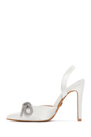 Women's White Stone Open Back Thin Heeled Suede Stiletto | Derimod