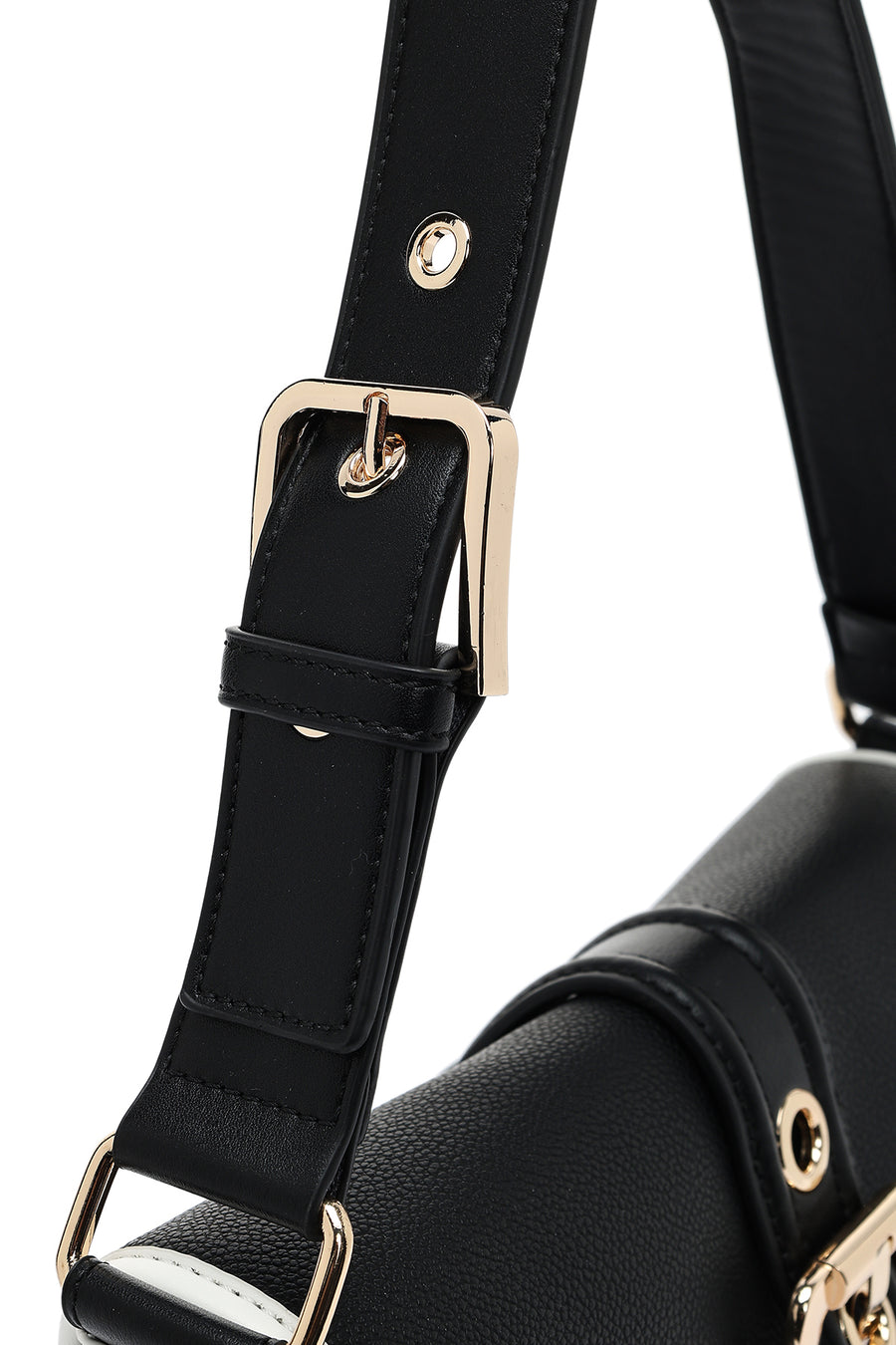 Women's Black Buckle Detailed Shoulder Bag
