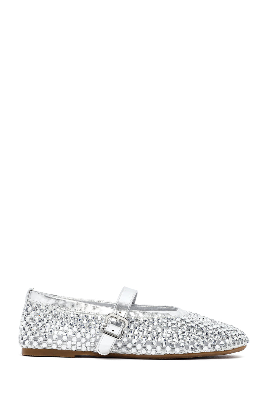 Women's Silver Mesh Stone-Studded Ballet Flats 25SFD441114 | Derimod
